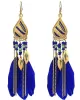 National Original Feather Tassels Beads 6 Colors Earrings