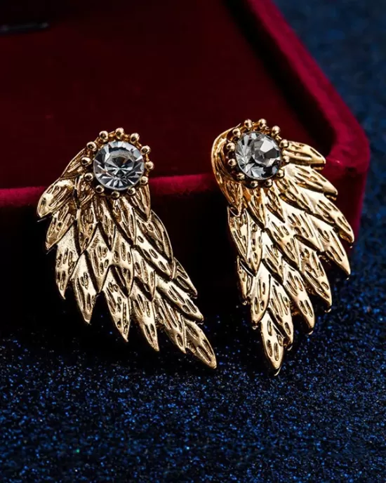 Original Rhinestone Wings Shape Earrings