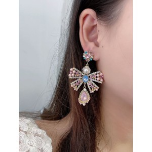 Statement Pink Bow-Embellished Earrings Accessories