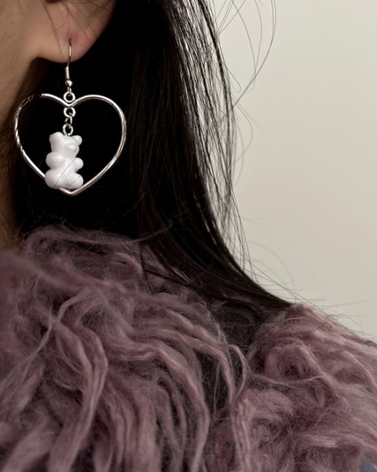 Heart Bear Shape Earrings Accessories