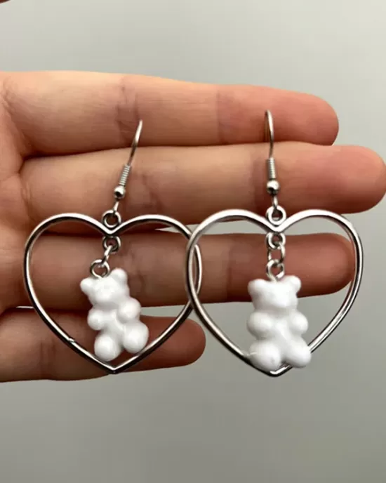 Heart Bear Shape Earrings Accessories