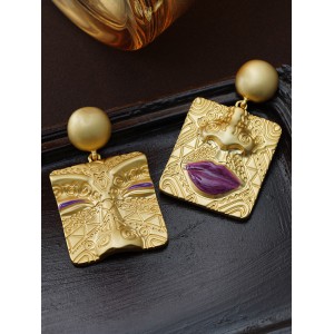 Asymmetric Embossed Earrings Accessories