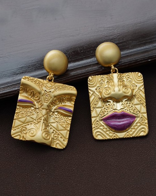 Asymmetric Embossed Earrings Accessories