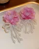 Flower-Embellished Imitation Pearl  Tasseled Earrings Accessories