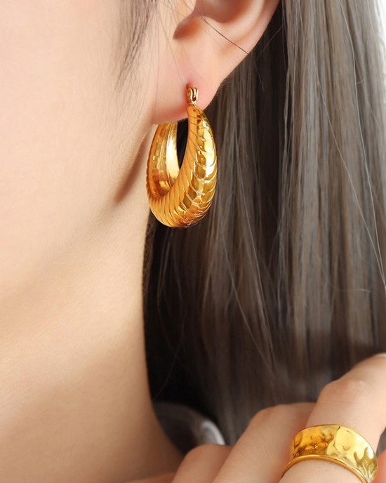 Pleated Solid Color Earrings Accessories