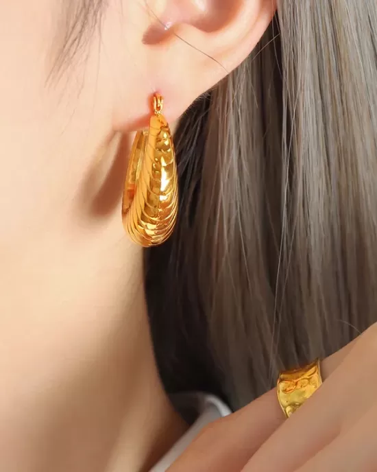 Pleated Solid Color Earrings Accessories