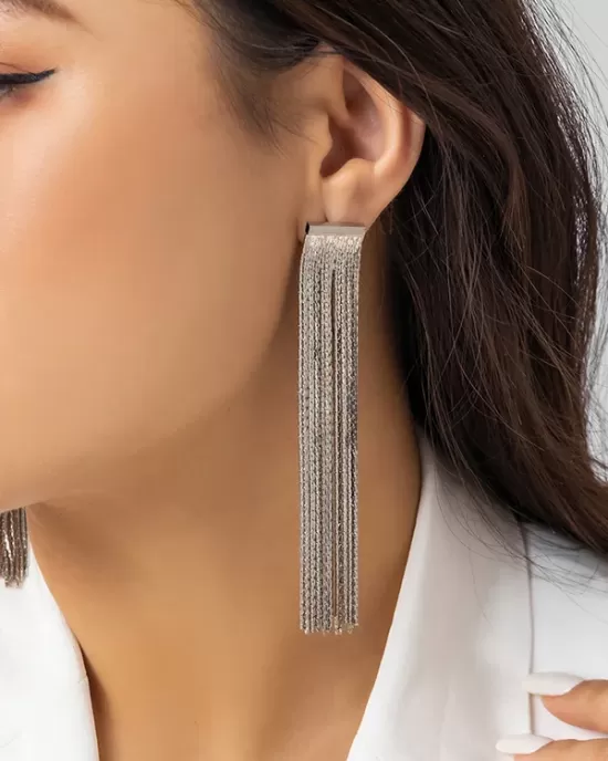 Solid Color Tasseled Earrings Accessories