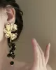 Contrast Color Flower Shape Pleated Earrings Accessories Drop Earrings