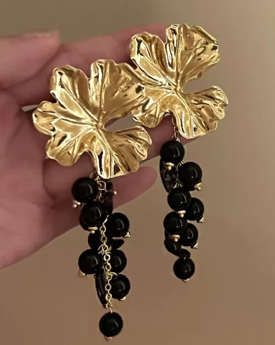 Contrast Color Flower Shape Pleated Earrings Accessories Drop Earrings