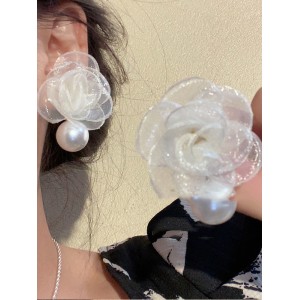 Flower Shape Gauze Earrings Accessories