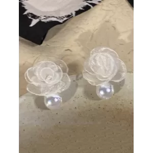 Flower Shape Gauze Earrings Accessories