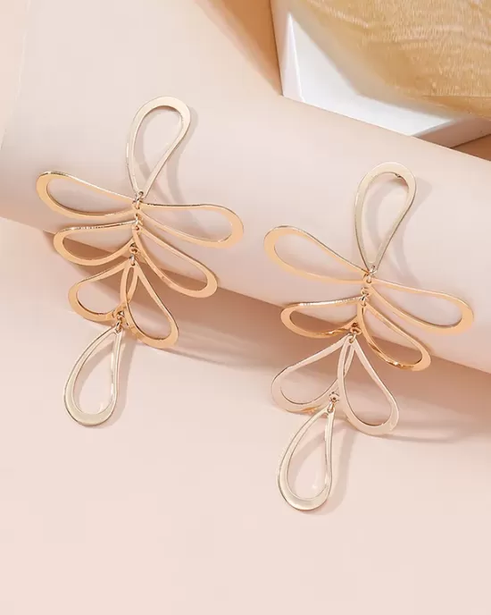 Flower Shape Hollow Tasseled Ear-Ring