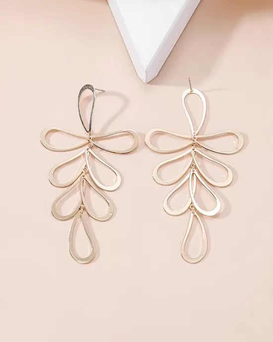 Flower Shape Hollow Tasseled Ear-Ring