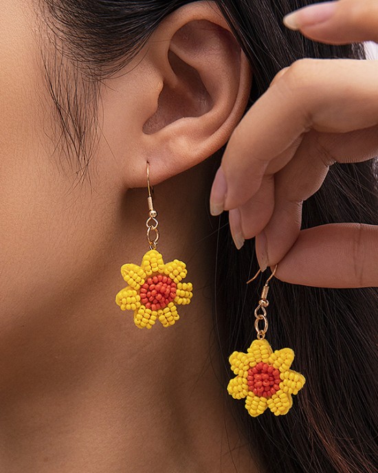 Contrast Color Flower Shape Earrings Accessories Drop Earrings