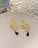 Contrast Color Rhinestone Snake Shape Earrings Accessories