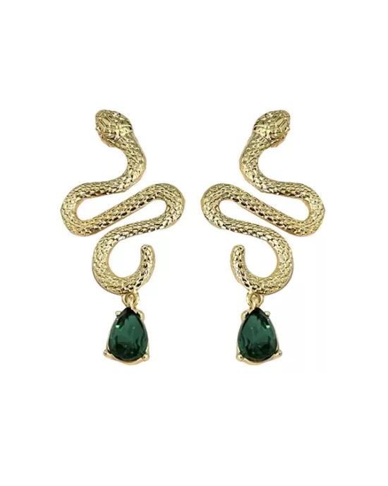 Contrast Color Rhinestone Snake Shape Earrings Accessories