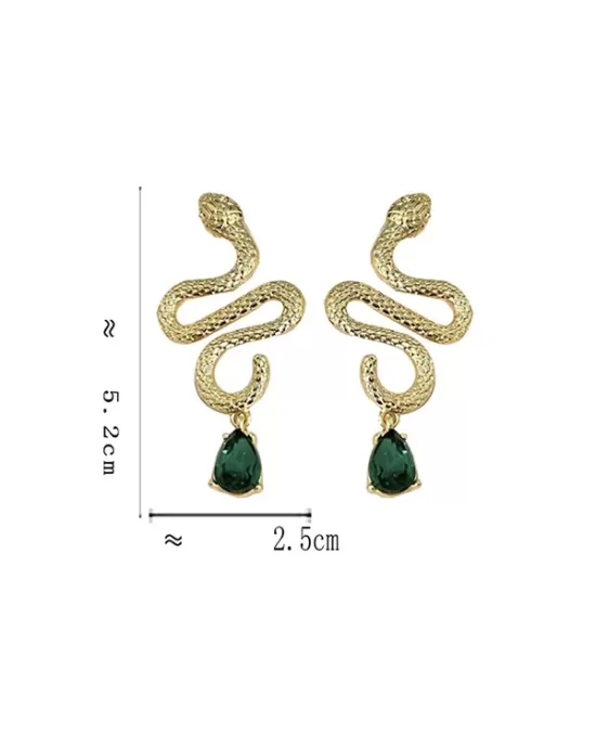 Contrast Color Rhinestone Snake Shape Earrings Accessories