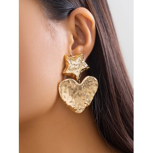 Heart Shape Solid Color Star Shape Normcore Earrings Accessories