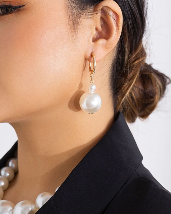 Beaded Pearls Earrings Accessories Drop Earrings