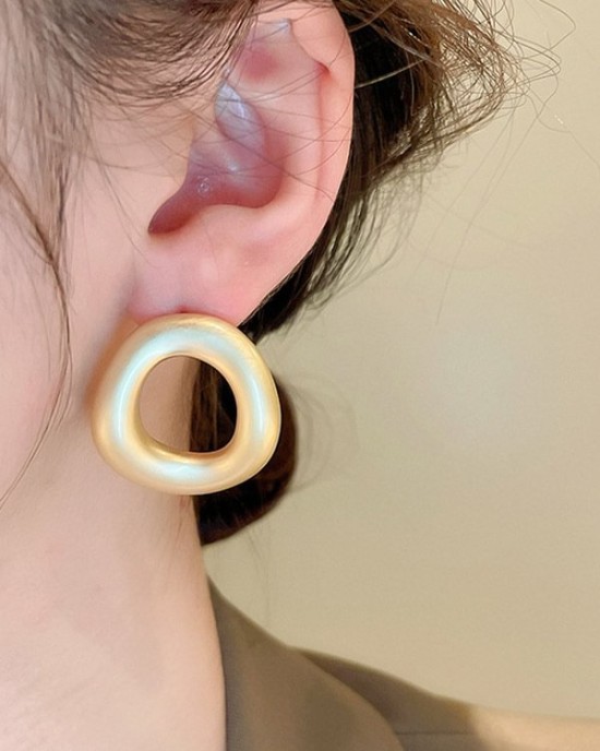 Geometric Hollow Solid Color Normcore Earrings Accessories