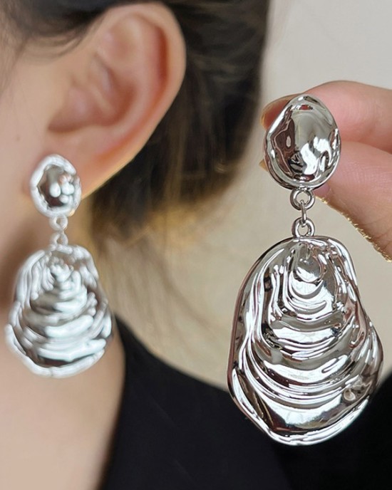 Geometric Pleated Solid Color Earrings Accessories Drop Earrings