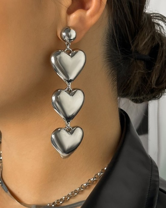 Heart Shape Solid Color Earrings Accessories Drop Earrings