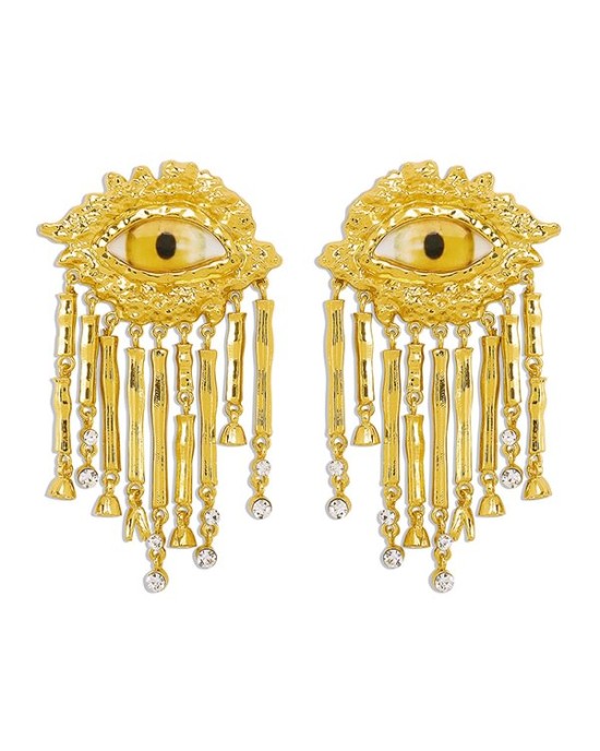 Eye Shape Geometric Tasseled Drop Earrings Earrings Accessories