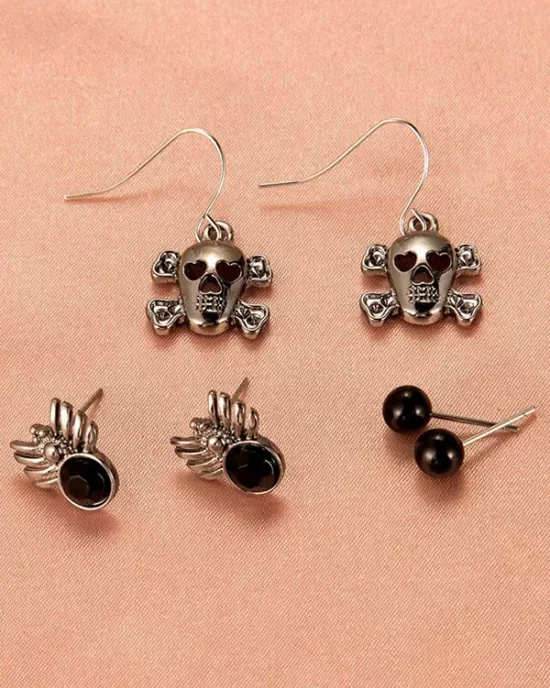 Halloween Pumpkin Skeleton Bat Earrings