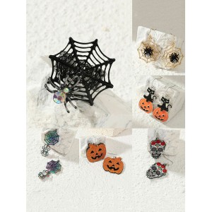 Halloween Pumpkin Spider Bat Earrings