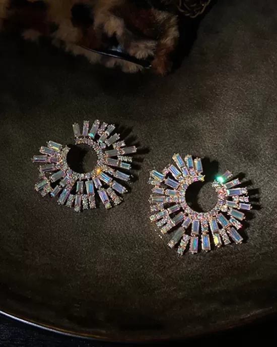 Statement Multi-Colored Rhinestone Earrings Accessories