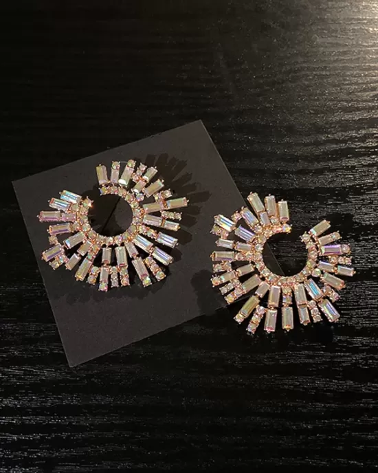 Statement Multi-Colored Rhinestone Earrings Accessories