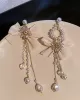 Vintage Rhinestone Bow-Embellished Tasseled Earrings Accessories