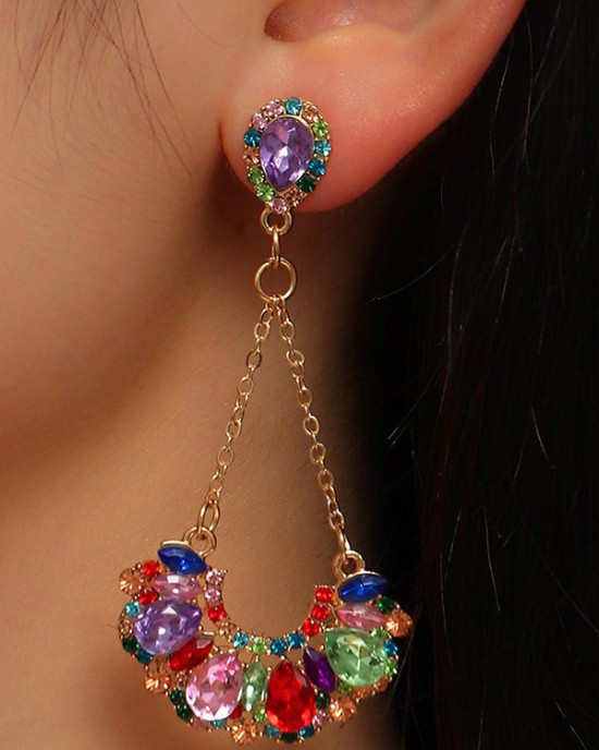 Statement Contrast Color Geometric Earrings Accessories