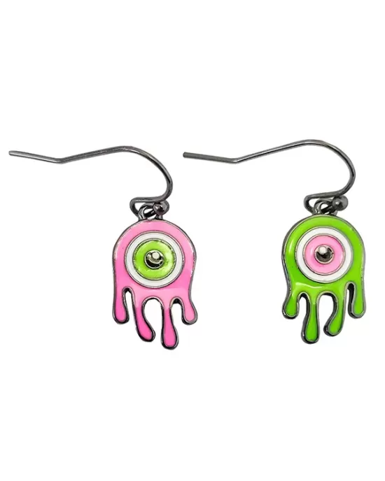 Asymmetrical Eye Contrast Color Donut Fashion Personality Earrings