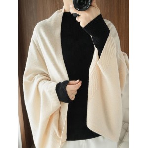 Casual Loose Solid Color Shawl&Cloak