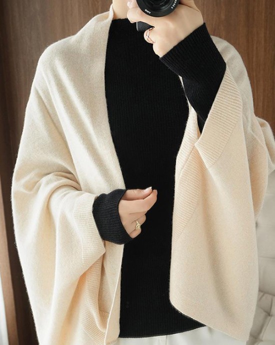 Casual Loose Solid Color Shawl&Cloak