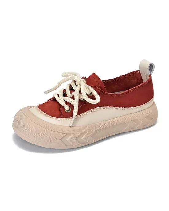 Contrast Color Lace-Up Platform Shoes Casual Shoes