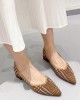 Contrast Color Houndstooth Pointed-Toe V-Cut Pumps