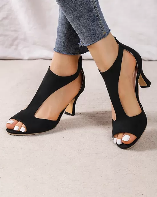 Peep Toe Zipper Pumps Sandals