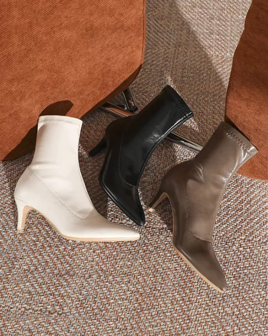 Pointed-Toe Split-Joint Sock Boots Boots