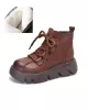 Vintage Cow Leather Wool Boots Platform Shoes