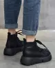 Vintage Cow Leather Wool Boots Platform Shoes