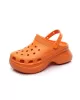 Solid Color Thick-Soled  Slope-Heel Heightening Beach Hole Shoes