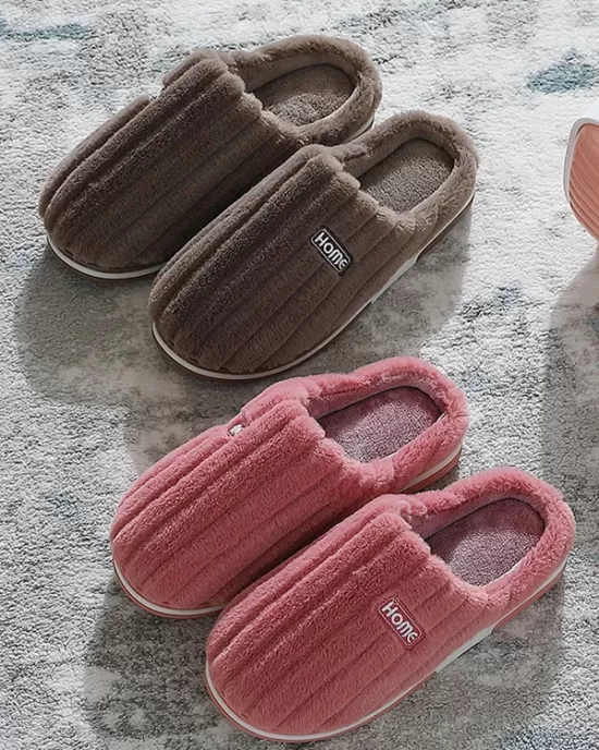 Indoor Warm Non-Slip Solid Color Slippers