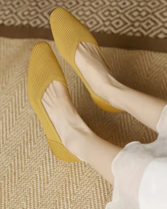 Solid Color Square-Toe Shoes Flats