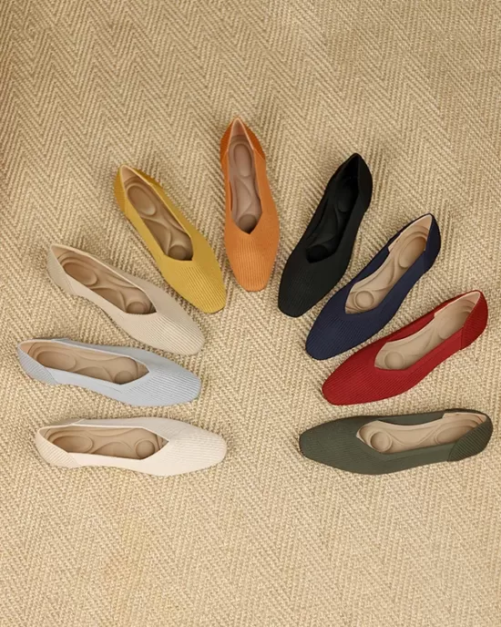 Solid Color Square-Toe Shoes Flats