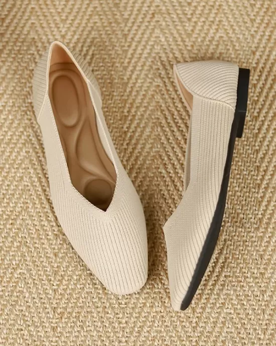 Solid Color Square-Toe Shoes Flats