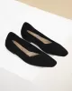 Solid Color Split-Joint Square-Toe V-Cut Flat Shoes