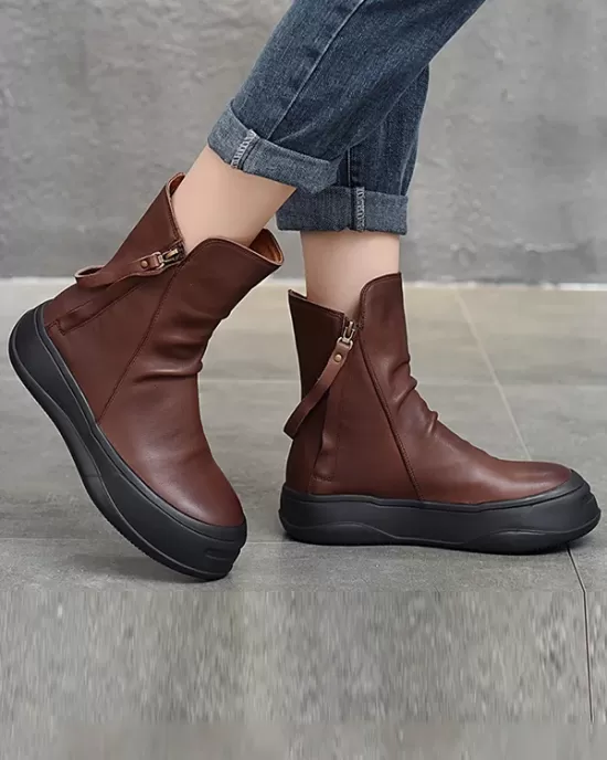 Original Irregular Casual Zipper Booties