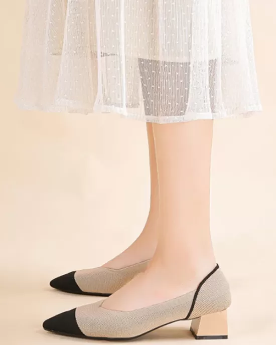 Contrast Color Pointed-Toe Shoes Pumps